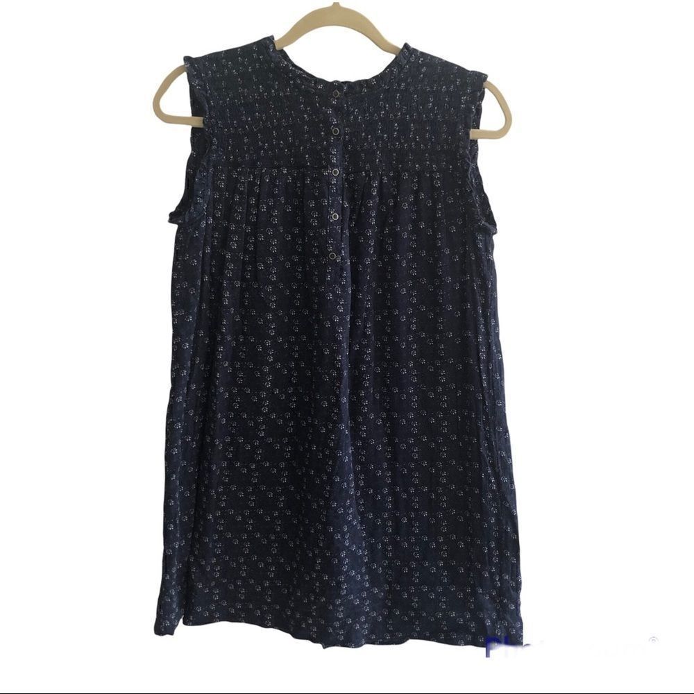 Nordstrom Caslon Dress Blue White Ditzy Floral Sleeveless Summer Size Petite XS